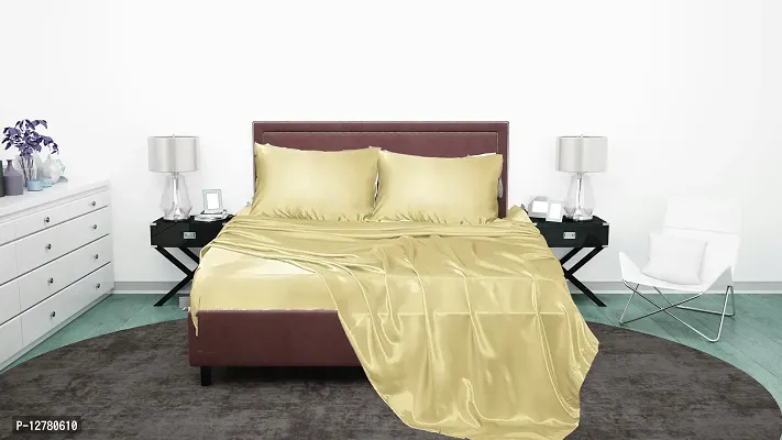 DZY 600 TC Satin Silk Pillow covers for Hair and Skin set of 2 pcs for Women, Regular Size -18.9 x 29Inches, Envelope Closure Color   Cream-thumb3