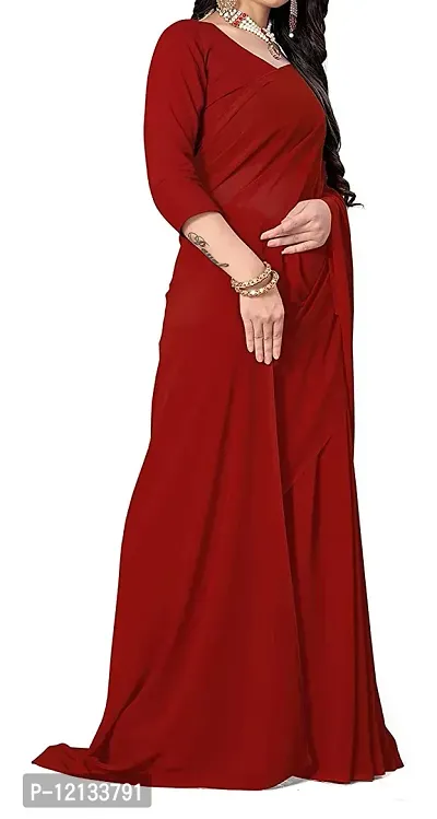 Stylish Georgette Maroon  Saree with Blouse piece