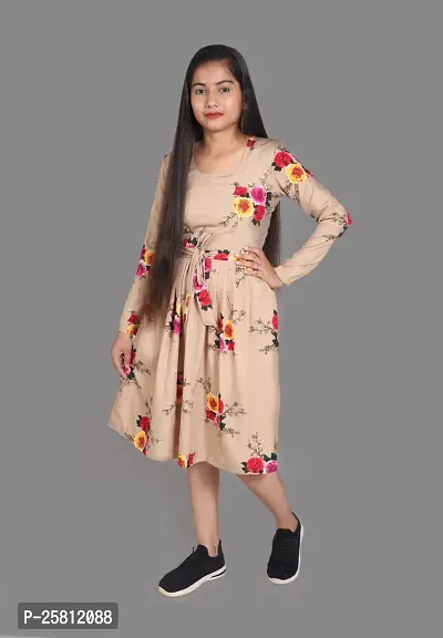 Classic Crepe Printed Dress for Women
