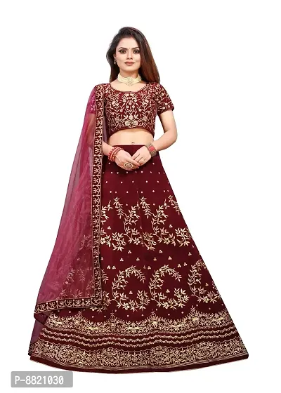 Embroidered semi stitched lehenga choli and dupatta clearance set