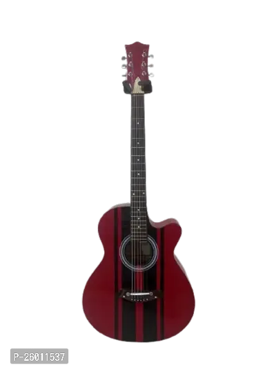 Buy RED with Black Strips Challenger Acoustic Guitar 5 Picks