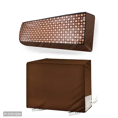 Da Anushi Split AC Cover Set of Indoor and Outdoor Unit for 2 Ton Capacity Attractive Digital Prints/Dustproof/Water Resistant (Brown Polka)