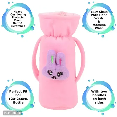 Da Anushi Soft Plush Stretchable Baby Feeding Handle Bottle Cover with Attractive Cartoon Design & Easy to Hold Strap for Newborn Babies, Suitable for 125-250 ML Bottle (Pack of 4)-thumb3