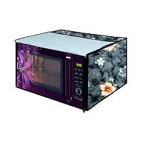 Da Anushi Full Closure Microwave Oven Top Cover for LG 28L MC2886BRUM Convection Microwave Oven with PVC Attractive Digital Prints/Dustproof/Water Resistant-Grey Flower-thumb4