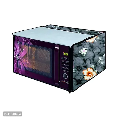 Da Anushi Full Closure Microwave Oven Top Cover for LG 28L MC2886BRUM Convection Microwave Oven with PVC Attractive Digital Prints/Dustproof/Water Resistant-Grey Flower-thumb5