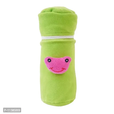 Da Anushi Soft Plush Stretchable Baby Feeding Bottle Cover with Attractive Cartoon Design & Easy to Hold Strap for Newborn Babies-Pack of 3 | Suitable for 130-250 ML (Green,Pink,BabyPink)-thumb2