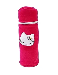 DA Anushi Soft Plush Stretchable Baby Feeding Bottle Cover Easy to Hold Strap and Zip | Suitable for 130 ML-250 ML Feeding Bottle-Dark Pink-Dark Blue-thumb1