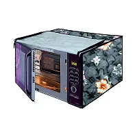 Da Anushi Full Closure Microwave Oven Top Cover for LG 28L MC2886BRUM Convection Microwave Oven with PVC Attractive Digital Prints/Dustproof/Water Resistant-Grey Flower-thumb1