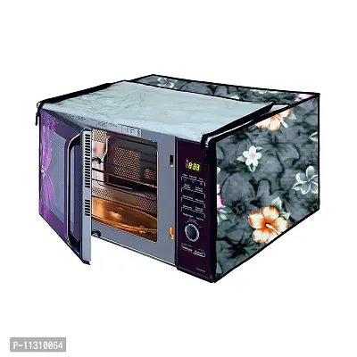 Da Anushi Full Closure Microwave Oven Top Cover for LG 28L MC2886BRUM Convection Microwave Oven with PVC Attractive Digital Prints/Dustproof/Water Resistant-Grey Flower-thumb2