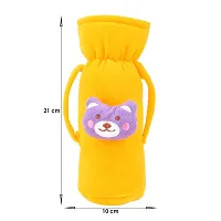 Da Anushi Soft Plush Stretchable Baby Feeding Handle Bottle Cover with Attractive Cartoon Design & Easy to Hold Strap for Newborn Babies, Suitable for 125-250 ML Bottle (Pack of 2, Rani Yellow)-thumb3