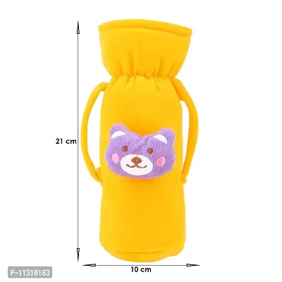 Da Anushi Soft Plush Stretchable Baby Feeding Handle Bottle Cover with Attractive Cartoon Design & Easy to Hold Strap for Newborn Babies, Suitable for 125-250 ML Bottle (Pack of 2, Rani Yellow)-thumb4