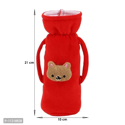 Da Anushi Soft Plush Stretchable Baby Feeding Handle Bottle Cover with Attractive Cartoon Design & Easy to Hold Strap for Newborn Babies, Suitable for 125-250 ML Bottle (Pack of 2, Red Rani)-thumb5