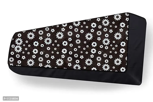 Da Anushi Split AC Cover Indoor Unit for 2 Ton Capacity AC, All Weather Cover/Attractive Digital Prints/Dustproof/Water Resistant AC Cover (Black White Flower)-thumb2