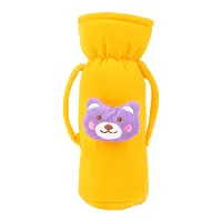 Da Anushi Soft Plush Stretchable Baby Feeding Handle Bottle Cover with Attractive Cartoon Design & Easy to Hold Strap for Newborn Babies, Suitable for 125-250 ML Bottle (Pack of 2, Rani Yellow)-thumb3