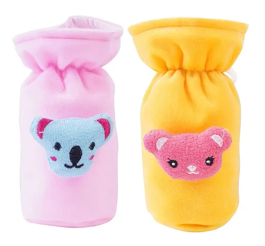 Da Anushi Soft Plush Stretchable Baby Feeding Bottle Cover with Cute Animated Pattern and Easy to Hold Strap