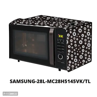 Da Anushi Full Closure Microwave Oven Top Cover for Samsung 28L MC28H5145VK/TL Convection Microwave Oven with PVC Attractive Digital Prints/Dustproof/Water Resistant-Black Flower-thumb5