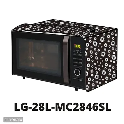 Da Anushi Full Closure Microwave Oven Top Cover for LG 28L MC2846SL Convection Microwave Oven with PVC Attractive Digital Prints/Dustproof/Water Resistant-Black Flower-thumb5