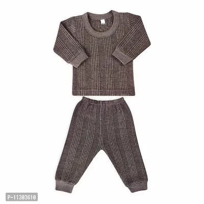 Da Anushi Baby Winterwear Ultra-Warm Super Soft Milanch Round Neck, Full Sleeves, Thermal Top and Pyjama Set/Winter Wear Suit For Baby Boy's & Baby Girl's (Brown, 6-9 Months)