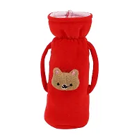 Da Anushi Soft Plush Stretchable Baby Feeding Handle Bottle Cover with Attractive Cartoon Design & Easy to Hold Strap for Newborn Babies, Suitable for 125-250 ML Bottle (Pack of 2, Red Rani)-thumb2