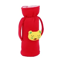 Da Anushi Soft Plush Stretchable Baby Feeding Handle Bottle Cover with Attractive Cartoon Design & Easy to Hold Strap for Newborn Babies, Suitable for 125-250 ML Bottle (Pack of 2, Red Rani)-thumb3