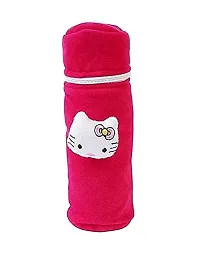 DA Anushi Soft Plush Stretchable Baby Feeding Bottle Cover Easy to Hold Strap and Zip | Suitable for 130 ML-250 ML Feeding Bottle-Dark Pink-Light Pink-thumb1
