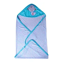 Da Anushi Baby's Polka Dot Printed Soft Cotton Wrapping Sheet Cum Baby Blanket Swaddle with Attractive Cartoon Embroidered Hood for Newborn Babies & Toddlers-Set of 2 (Blue,Pink)-thumb3
