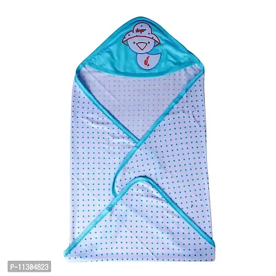 Da Anushi Baby's Polka Dot Printed Soft Cotton Wrapping Sheet Cum Baby Blanket Swaddle with Attractive Cartoon Embroidered Hood for Newborn Babies & Toddlers-Set of 2 (Blue,Pink)-thumb4