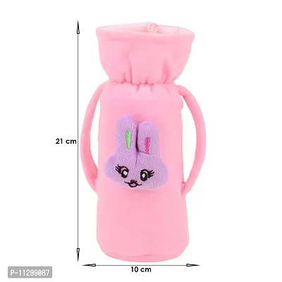 Da Anushi Soft Plush Stretchable Baby Feeding Handle Bottle Cover with Attractive Cartoon Design & Easy to Hold Strap for Newborn Babies, Suitable for 125-250 ML Bottle (Pack of 2, Rani BabyPink)-thumb5