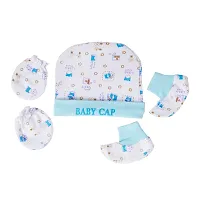 Da Anushi Soft Cotton Printed Multicolor Mitten Sets with Cap and Booties/Newborn Cap Set/Newborn Gloves Set/Newborn Socks Set/Newborn Mitten Set For Babies,Toddlers,Infants-Pack of 3-thumb2