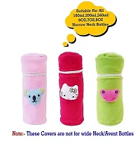 Da Anushi Soft Plush Stretchable Baby Feeding Bottle Cover with Attractive Cartoon Design & Easy to Hold Strap for Newborn Babies-Pack of 3 | Suitable for 130-250 ML (BabyPink,Pink,Green)-thumb4