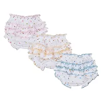 Da Anushi Washable & Reusable Pack of 3 Cotton Fabric Frill Panties/Inner Wear/Bloomer Underwear/Panties for 0-3 Months Baby Girls (Small)-thumb1