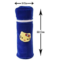 DA Anushi Soft Plush Stretchable Baby Feeding Bottle Cover Easy to Hold Strap and Zip | Suitable for 130 ML-250 ML Feeding Bottle-Dark Pink-Dark Blue-thumb3