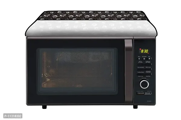 Da Anushi Full Closure Microwave Oven Top Cover for LG 28L MC2886BRUM Convection Microwave Oven with PVC Attractive Digital Prints/Dustproof/Water Resistant-Grey White Flower-thumb5