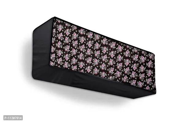 Da Anushi Split AC Cover Indoor Unit for 1.5 Ton Capacity AC, All Weather Cover/Attractive Digital Prints/Dustproof/Water Resistant AC Cover (Black Pink Flower)