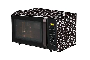 Da Anushi Full Closure Microwave Oven Top Cover for Samsung 28L MC28H5145VP/TL Convection Microwave Oven with PVC Attractive Digital Prints/Dustproof/Water Resistant-Black Flower-thumb2