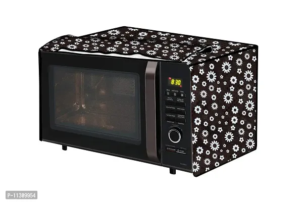 Da Anushi Full Closure Microwave Oven Top Cover for Samsung 28L MC28H5145VP/TL Convection Microwave Oven with PVC Attractive Digital Prints/Dustproof/Water Resistant-Black Flower-thumb3