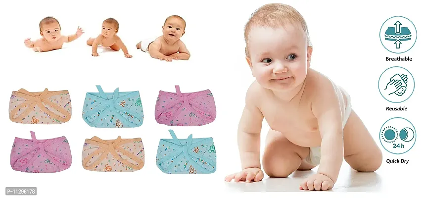 Da Anushi Baby Hosiery Cotton Nappy Langot Washable and Reusable Plain Solid Cloth Langot/Cloth diaper/U Shaped/Nappy Tying Langot For Baby Boys and Baby Girls - Pack of 6 (Small) (Multicolor)-thumb5