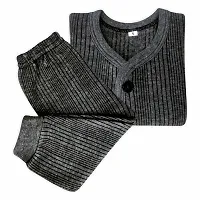 Da Anushi Baby Winterwear Ultra-Warm Super Soft Milanch Round Neck, Full Sleeves, Button Thermal Top and Pyjama Set/Winter Wear Suit For Baby Boy's & Baby Girl's (Grey, 09-12 Months)-thumb1