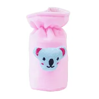 DA Anushi Soft Plush Stretchable Baby Feeding Bottle Cover Easy to Hold Strap with Cute Animated Cartoon| Suitable for 60-125 Ml Feeding Bottle(Light Pink-Yellow)-thumb1