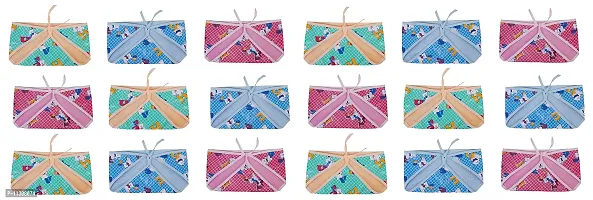 Da Anushi New Born Baby Outside Plastic Inside Cotton Nappy Washable and Reusable PVC Printed Nappies/Cloth Diaper/U Shaped/Nappy Tying Langot For Baby Boys and Baby Girls-Pack of 18 (Medium)
