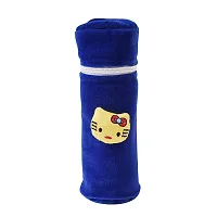 DA Anushi Soft Plush Stretchable Baby Feeding Bottle Cover Easy to Hold Strap and Zip | Suitable for 130 ML-250 ML Feeding Bottle-Dark Pink-Dark Blue-thumb2