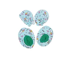 Da Anushi Soft Cotton Printed Mitten Booties Cap Set With 1 Extra Mitten and Booties Set/Newborn Cap Set/Newborn Gloves Set/Newborn Socks Set/Newborn Mitten Set For Babies, Infants- DarkGreen-thumb2