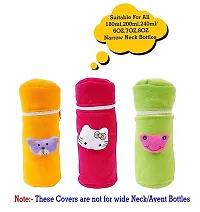 Da Anushi Soft Plush Stretchable Baby Feeding Bottle Cover with Attractive Cartoon Design & Easy to Hold Strap for Newborn Babies-Pack of 3 | Suitable for 130-250 ML (Yellow,Pink,Green)-thumb4