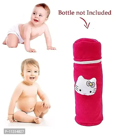DA Anushi Soft Plush Stretchable Baby Feeding Bottle Cover Easy to Hold Strap and Zip | Suitable for 130 ML-250 ML Feeding Bottle-Dark Pink-Dark Blue-thumb5
