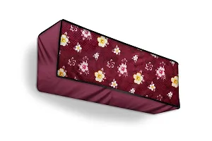 Da Anushi Split AC Cover Set of Indoor and Outdoor Unit for 2 Ton Capacity Attractive Digital Prints/Dustproof/Water Resistant (Maroon Flower)-thumb1