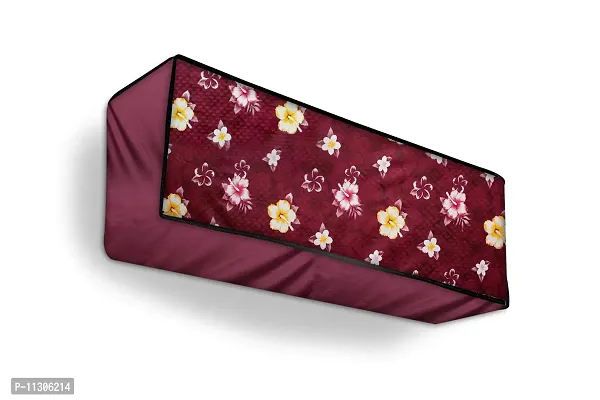 Da Anushi Split AC Cover Set of Indoor and Outdoor Unit for 2 Ton Capacity Attractive Digital Prints/Dustproof/Water Resistant (Maroon Flower)-thumb2