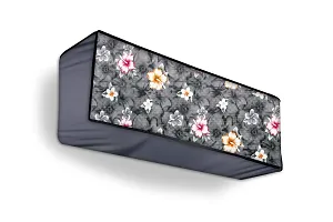 Da Anushi Split AC Cover Set of Indoor and Outdoor Unit for 2 Ton Capacity Attractive Digital Prints/Dustproof/Water Resistant (Grey Flower)-thumb1