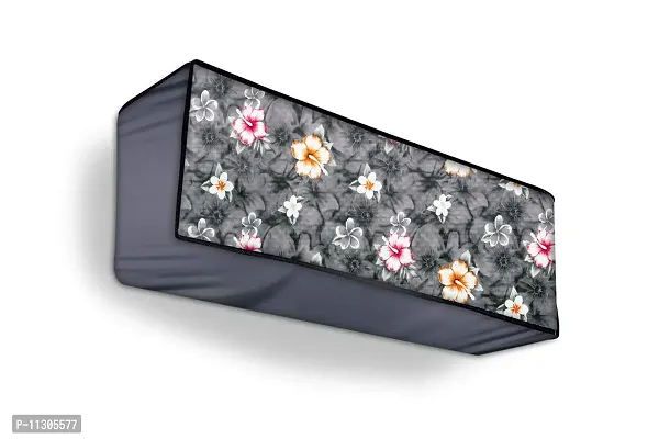 Da Anushi Split AC Cover Set of Indoor and Outdoor Unit for 2 Ton Capacity Attractive Digital Prints/Dustproof/Water Resistant (Grey Flower)-thumb2