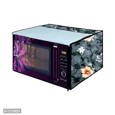 Da Anushi Full Closure Microwave Oven Top Cover for LG 28L MC2887BFUM Convection Microwave Oven with PVC Attractive Digital Prints/Dustproof/Water Resistant-Grey Flower-thumb5