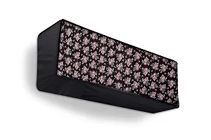 Da Anushi Split AC Cover Set of Indoor and Outdoor Unit for 2 Ton Capacity Attractive Digital Prints/Dustproof/Water Resistant (Black Pink Flower)-thumb1